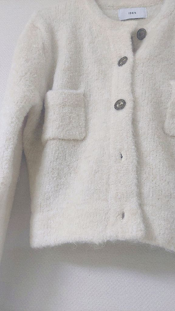 라운드넥 심플 크롭 니트 가디건 44 55 Free--2