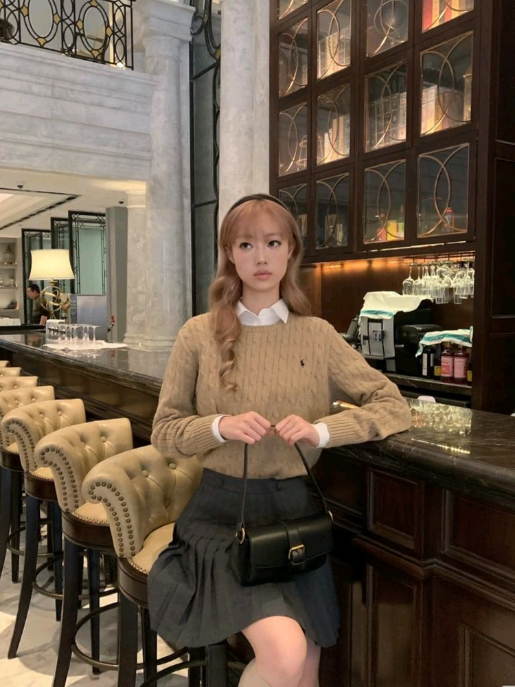 폴로 랄프로렌 케이블 니트 베이지 브라운니트 44 55--4