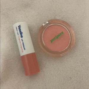 (단종 웜톤 블러셔) 페리페라 치크 튤립파티해 + 바세린 립 테라피 컬러립밤 고져스 그레이프프룻 이미지