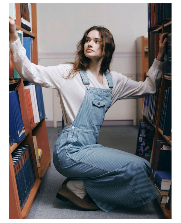 앤유 크랜본 포켓 포인트 데님 오버롤 원피스--1