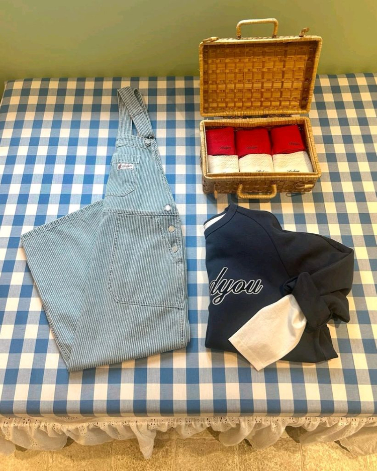 앤유 크랜본 포켓 포인트 데님 오버롤 원피스--3