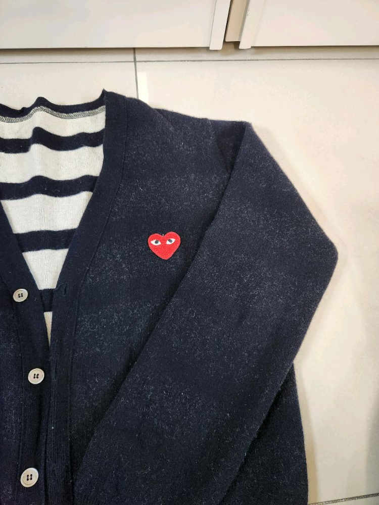 꼼데가르송 단가라 양면 WOOL울가디건/L사이즈 급저렴판매--1