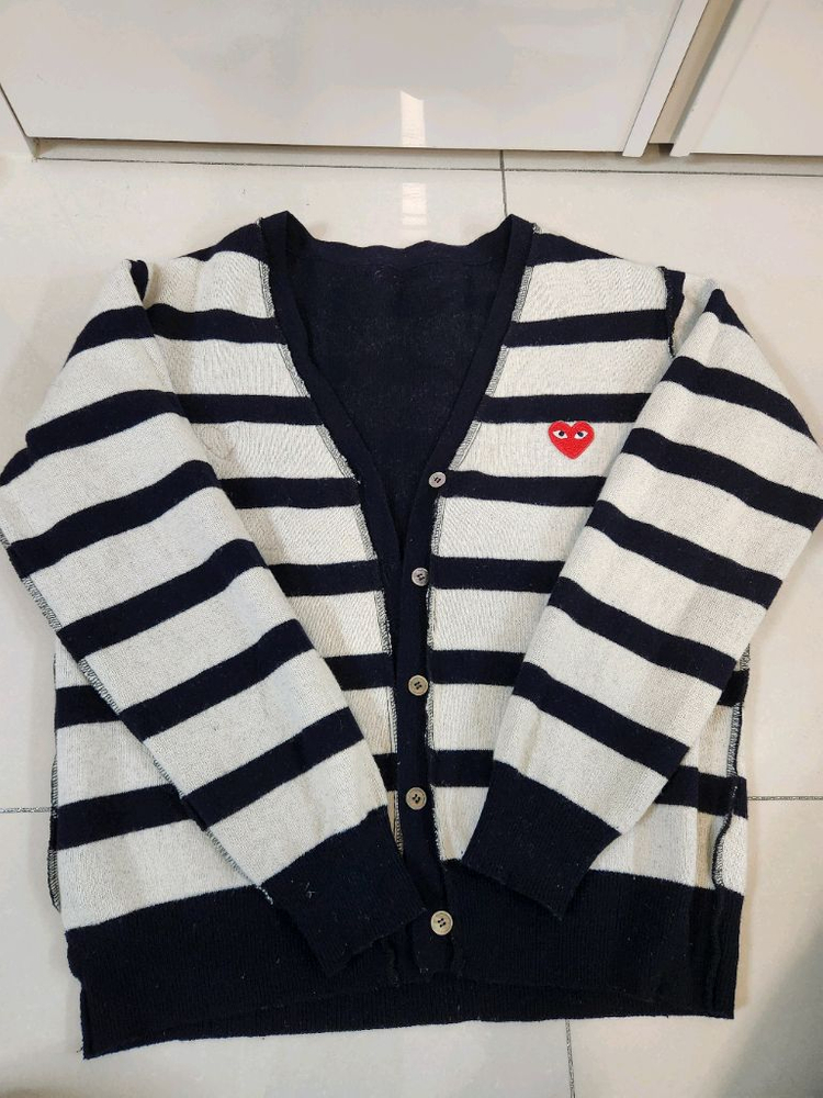 꼼데가르송 단가라 양면 WOOL울가디건/L사이즈 급저렴판매--4