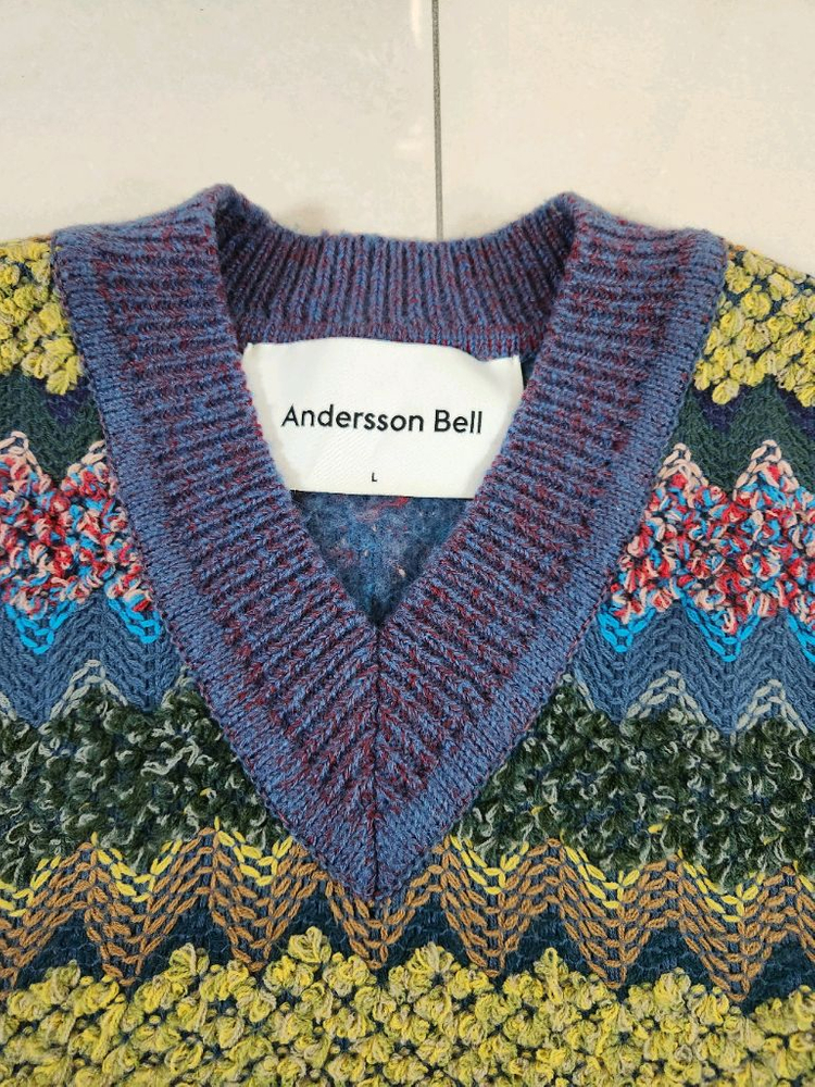 1번착용/앤더슨벨 히피 숏 멀티 베스트 니트/L사이즈--3