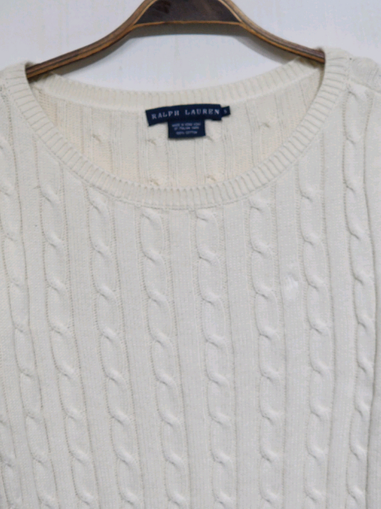 (S) 랄프로렌 폴로 꽈배기 니트 아이보리 케이블 스웨터 이미지