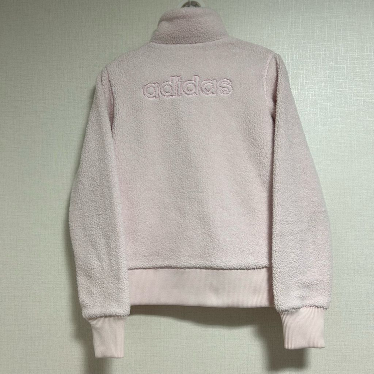 아디다스 대장 일본판 빅로고 쉐르파 플리스 후리스 양털 집업 베이비 핑크 S--3