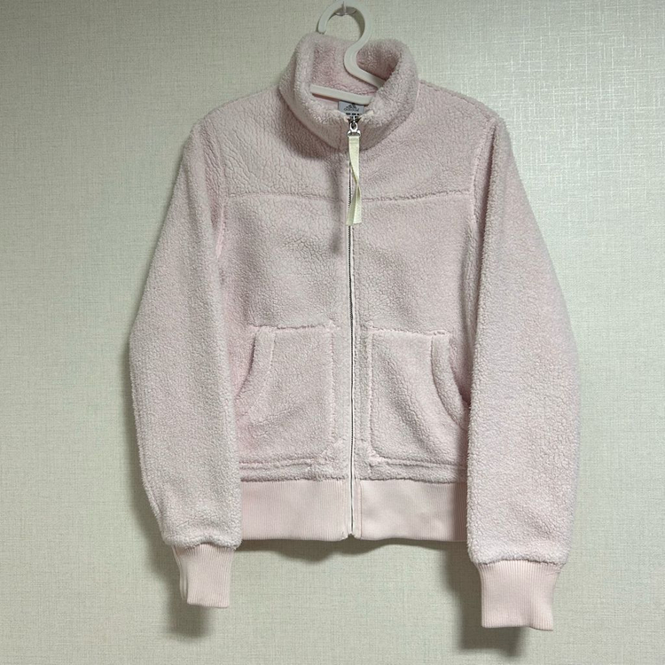 아디다스 대장 일본판 빅로고 쉐르파 플리스 후리스 양털 집업 베이비 핑크 S--4
