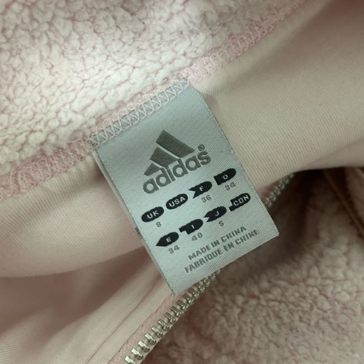아디다스 대장 일본판 빅로고 쉐르파 플리스 후리스 양털 집업 베이비 핑크 S--5