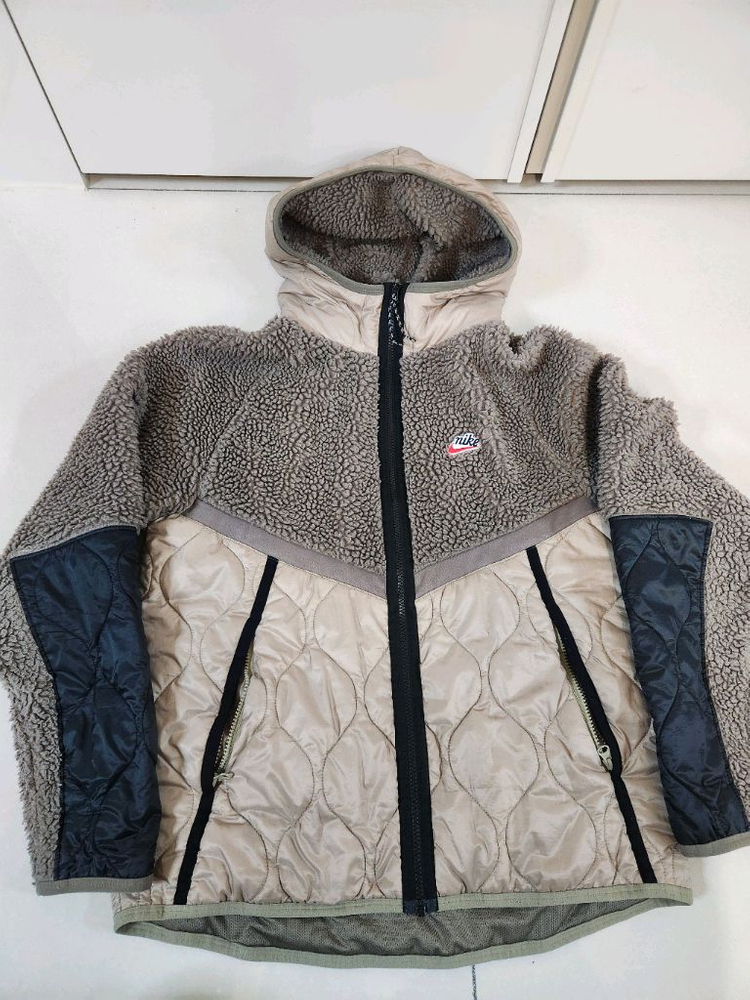 나이키 후리스 헤리티지 셰르파 플리스 후드집업 자켓 브라운/XL사이즈--4