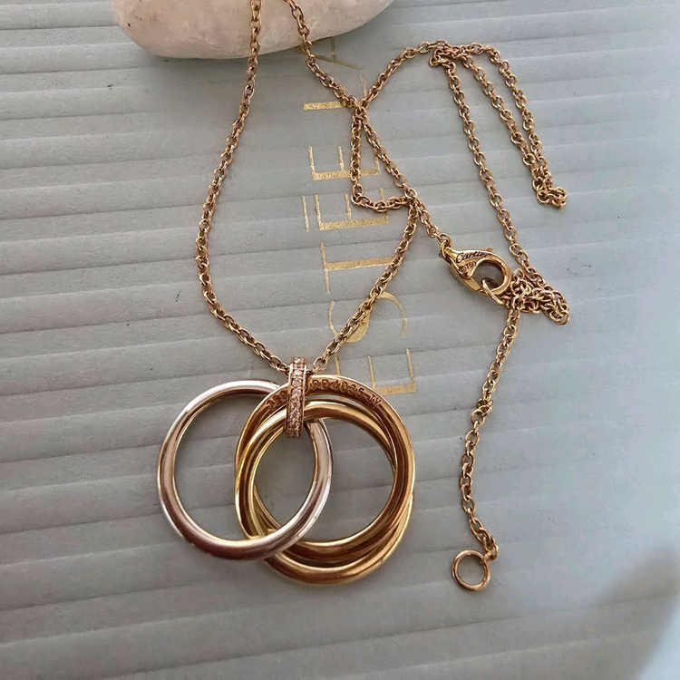 18k콤비 삼색링 목걸이--1