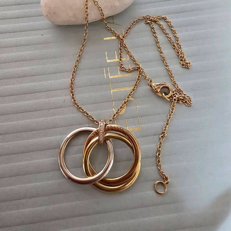 18k콤비 삼색링 목걸이--3