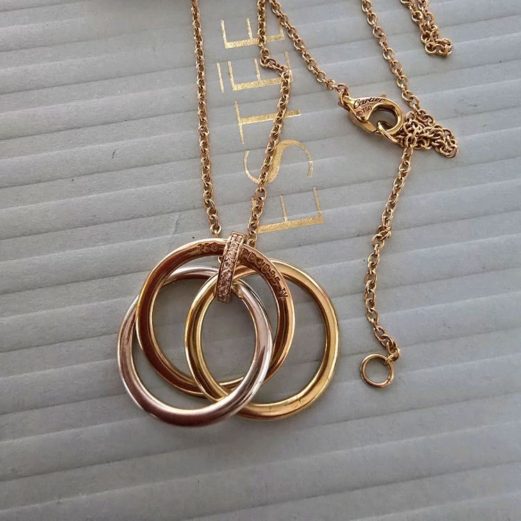 18k콤비 삼색링 목걸이--4