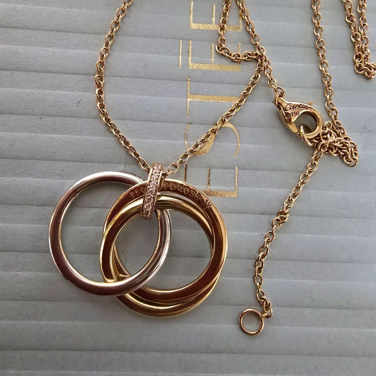 18k콤비 삼색링 목걸이--5