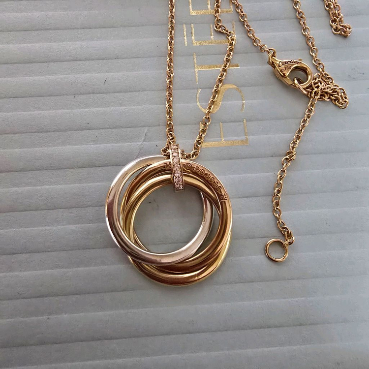 18k콤비 삼색링 목걸이--2