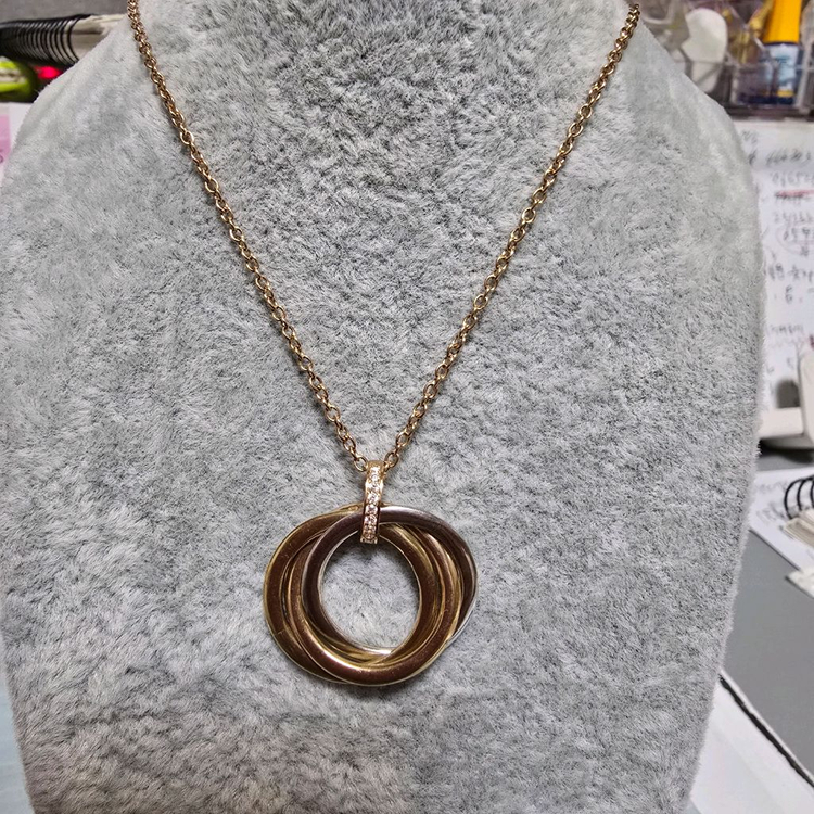 18k콤비 삼색링 목걸이--8