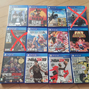 ps4 UFC4, 레드데드리뎀션2, 진삼국무쌍8, 원피스 버닝블러드 월드시커, 뚱뚱보공주