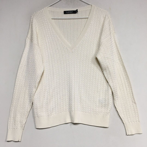 랄프로렌폴로 여성 브이넥 케이블 니트 S 이미지