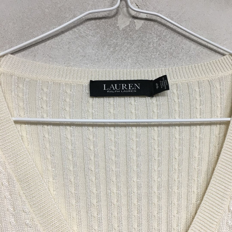 랄프로렌폴로 여성 브이넥 케이블 니트 S 이미지