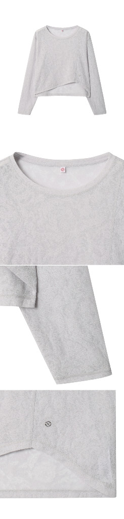 huit8 위뜨8 시스루 자카드 언발크롭 긴팔티 커버업--4