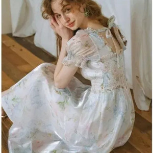 [쎄무아듀] 펄 스퀘어넥 플로럴 드레스 (스냅/셀프웨딩 원피스)