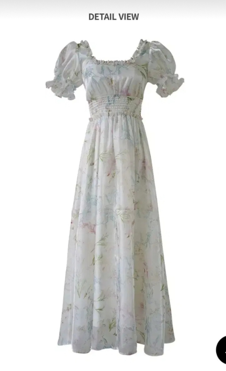 [쎄무아듀] 펄 스퀘어넥 플로럴 드레스 (스냅/셀프웨딩 원피스)--3