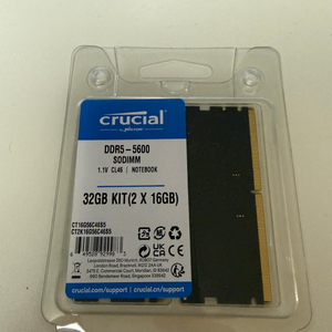 Crucial DDR5 32GB(16x2) 5600 SODIMM 노트북 메모리