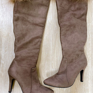 브라운 스웨이드 하이힐 롱부츠 230mm