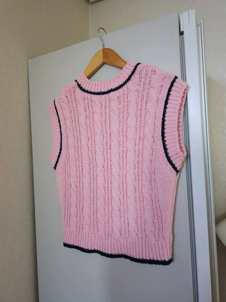 among 어몽 면 꽈배기 조끼 베스트--2