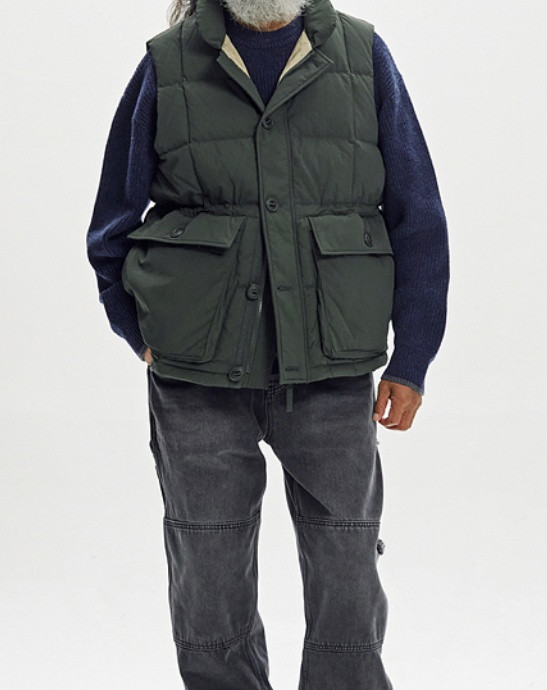 카라코람 덕다운 패딩 베스트 프리즘웍스 새상품 다크그린 라지사이즈--1