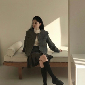 택포) 아카이브 제이투유 new 홈스펀 차콜 트위드 자켓 (charcoal) S