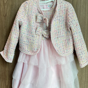 여아 핑크 트위드 드레스 세트 110사이즈 이미지