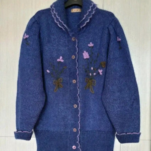 77~88) 아주 따뜻한 앙고라 자수 겨울 가디건