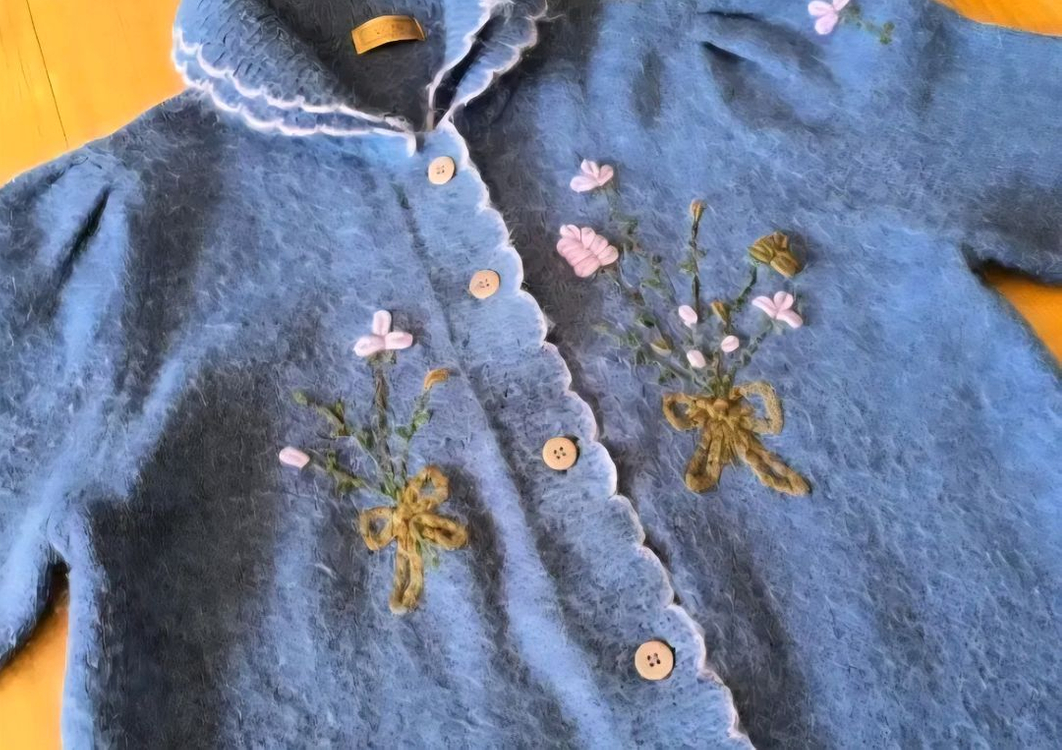 77~88) 아주 따뜻한 앙고라 자수 겨울 가디건--7