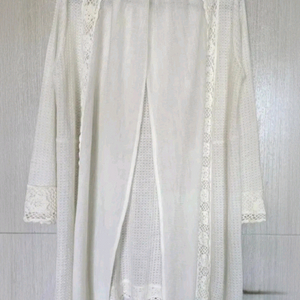 L)100)77) 일본 Shuca 테두리 크로셰 뜨개 오픈 롱 니트 가디건