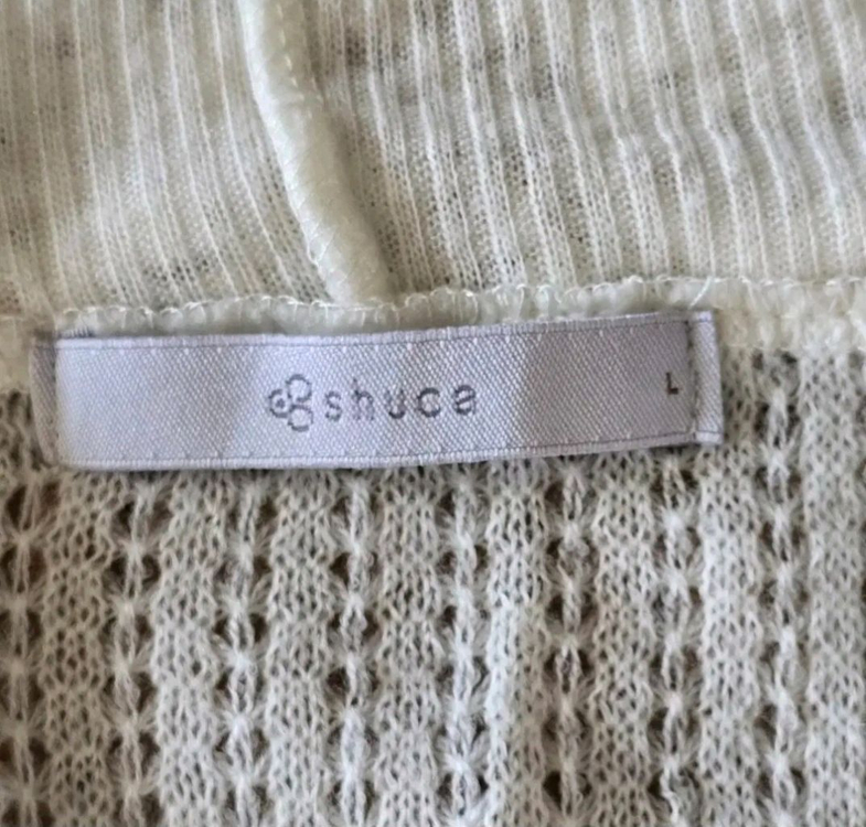 L)100)77) 일본 Shuca 테두리 크로셰 뜨개 오픈 롱 니트 가디건--8