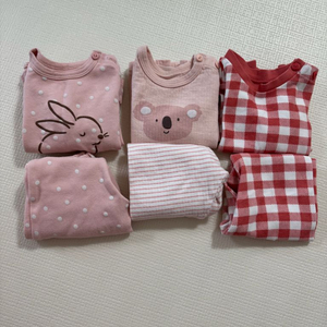 (2025년12월 구매) 아가방 실내복 내의 내복 80 사이즈 3벌 일괄(재당근x)