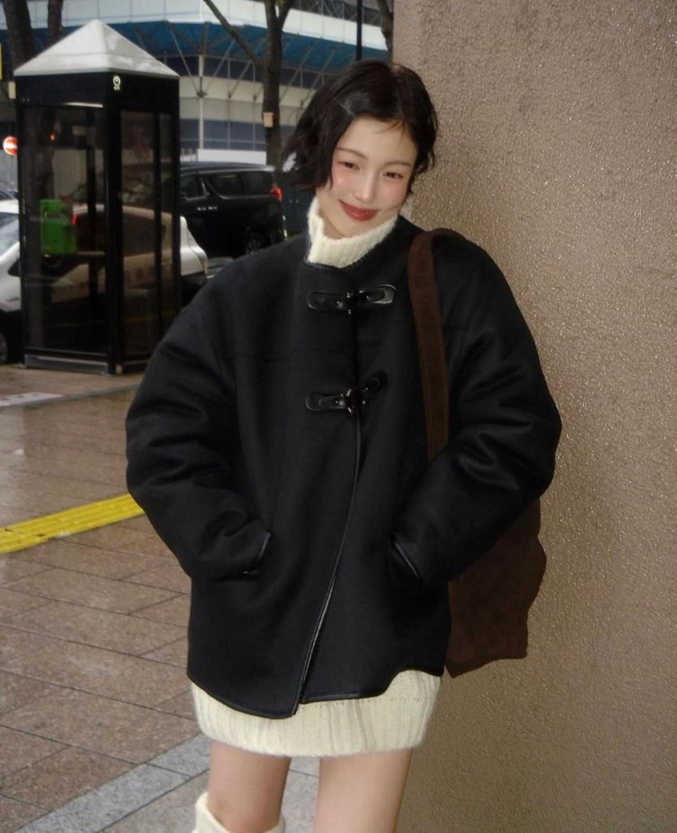 오브네어 클래식 버클 무스탕 자켓 새상품--5