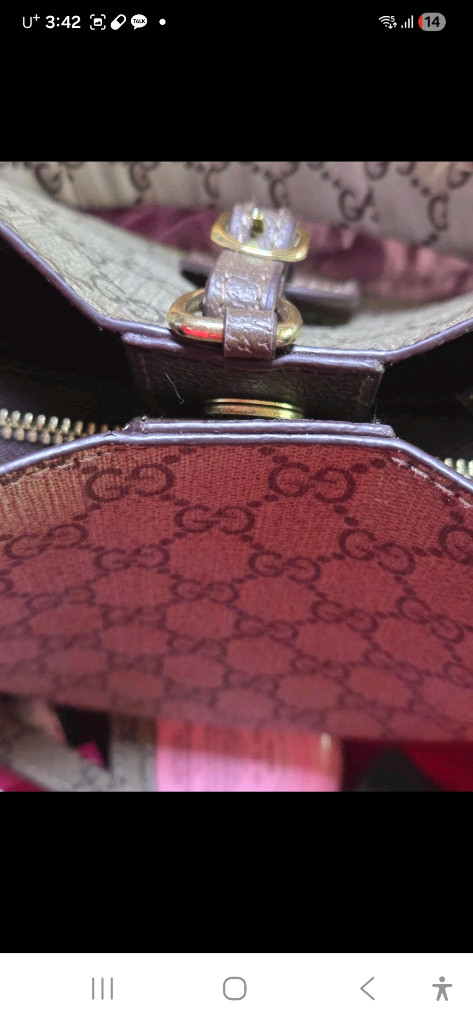 구찌 GG 로고 미니 버킷백 브라운(중고) 이미지