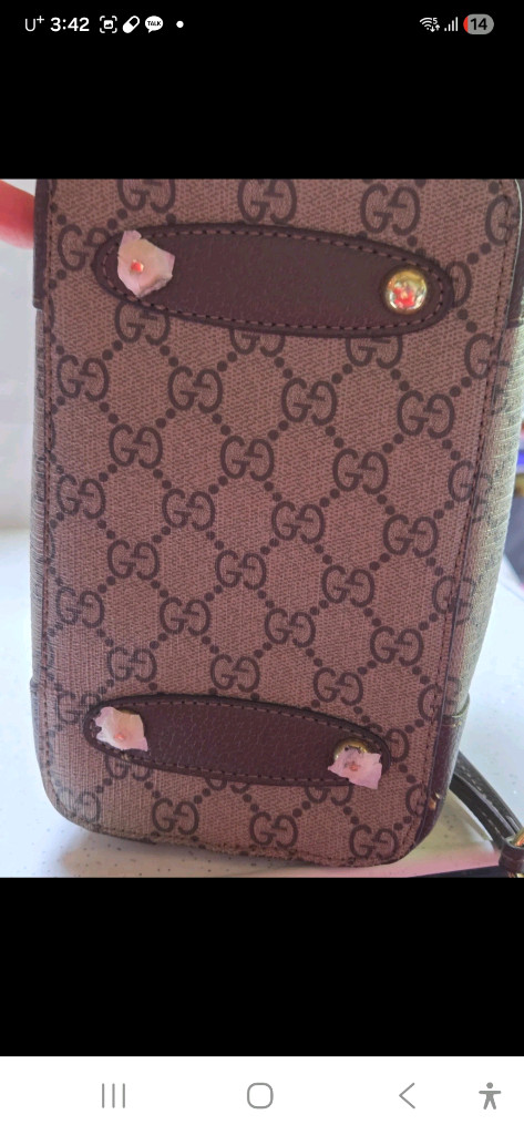 구찌 GG 로고 미니 버킷백 브라운(중고) 이미지