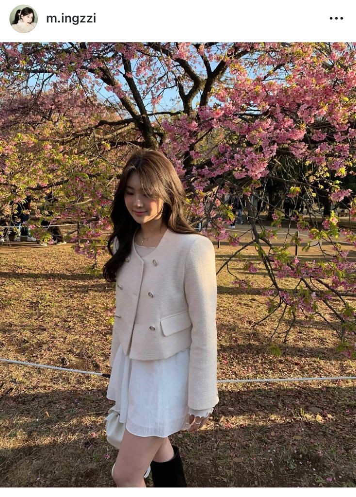 새상품) 온드민 트위드 자켓 핑크 이미지