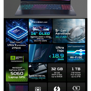 미개봉 에이서 프레데터 헬리오스 네오 16S AI 블랙 코어Ultra9 RTX5060 게이밍 노트북