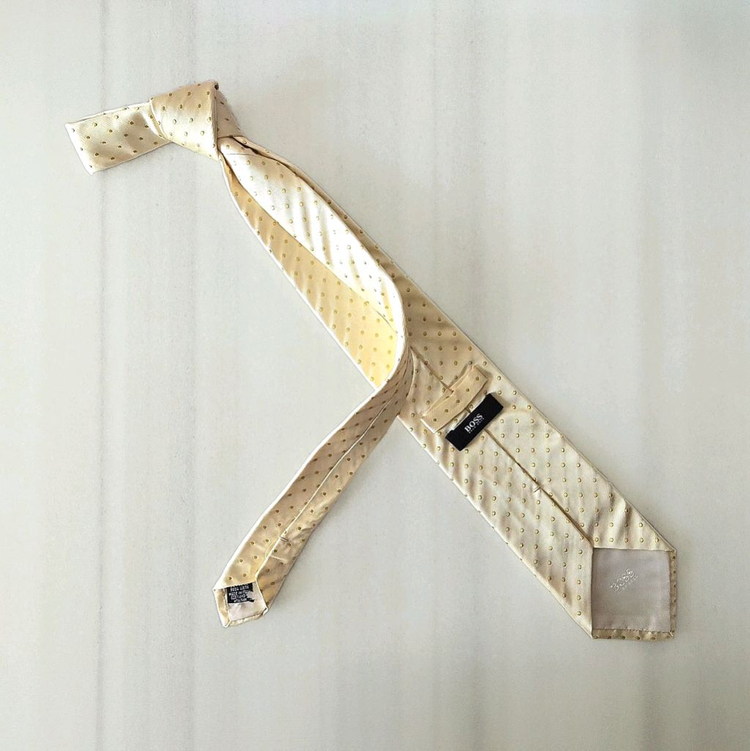 보스 넥타이 페일옐로 도트--2