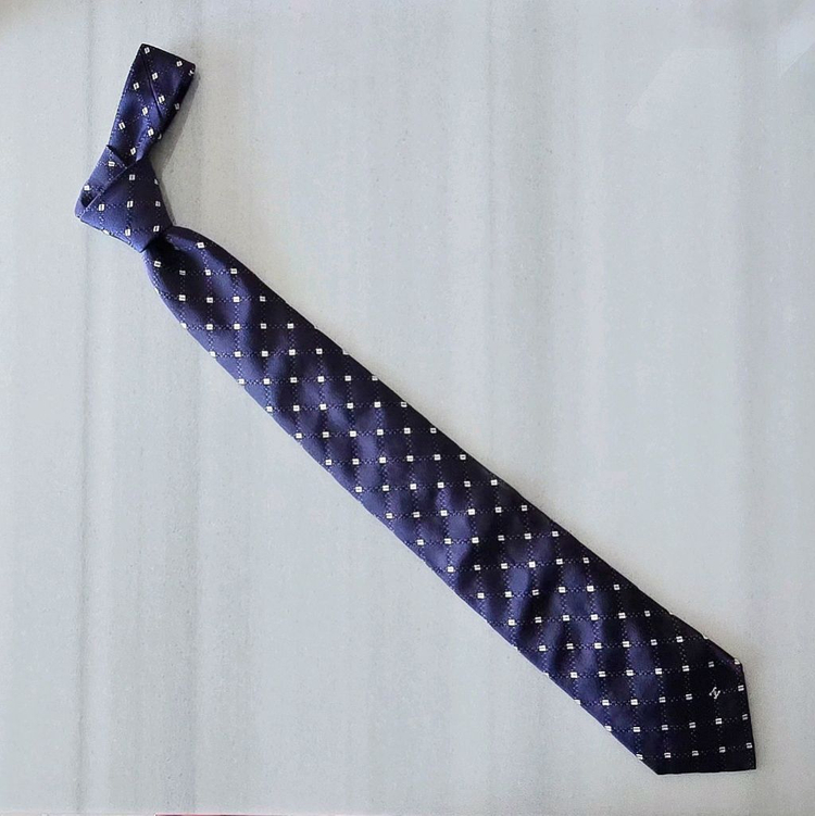 셀린느 넥타이 네이비 도트패턴--1