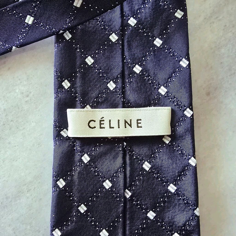 셀린느 넥타이 네이비 도트패턴--3