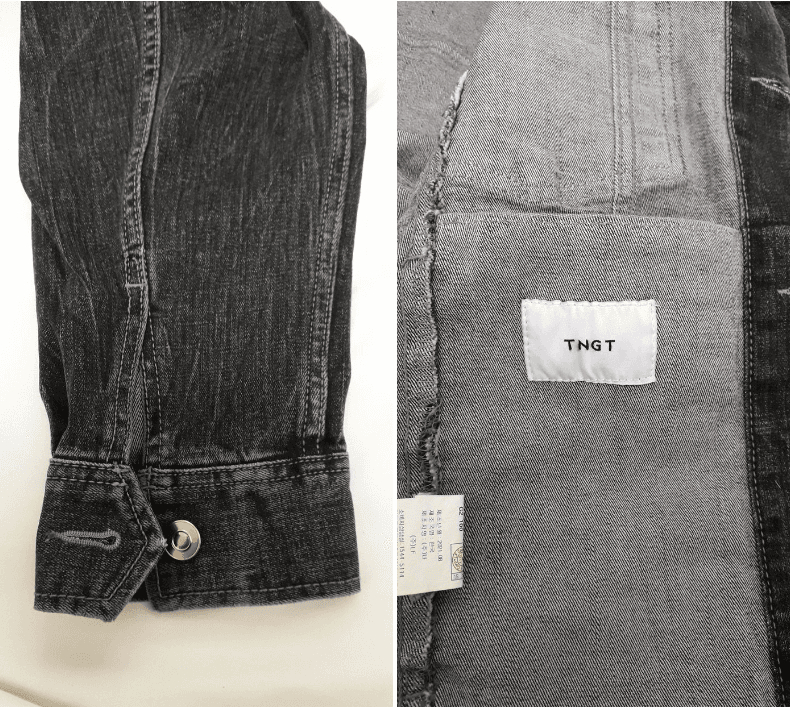 TNGT/티엔지티 세미오버핏 데님 트러커 자켓 워시드 블랙 L(100) 사이즈 (새상품)--5