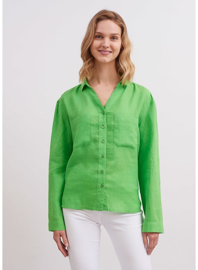 (새상품)세인트제임스 리넨100% 그린 셔츠 38사이즈 이미지