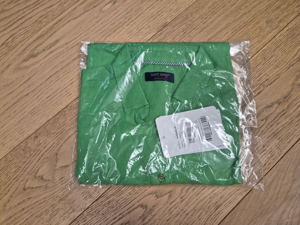 (새상품)세인트제임스 리넨100% 그린 셔츠 38사이즈 이미지
