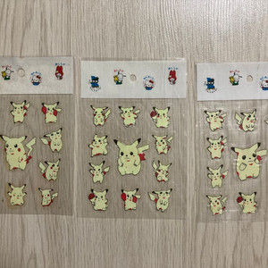 90년대 일본 산리오 야광 포켓몬스터 피카츄 스티커 3장 (미개봉) 이미지