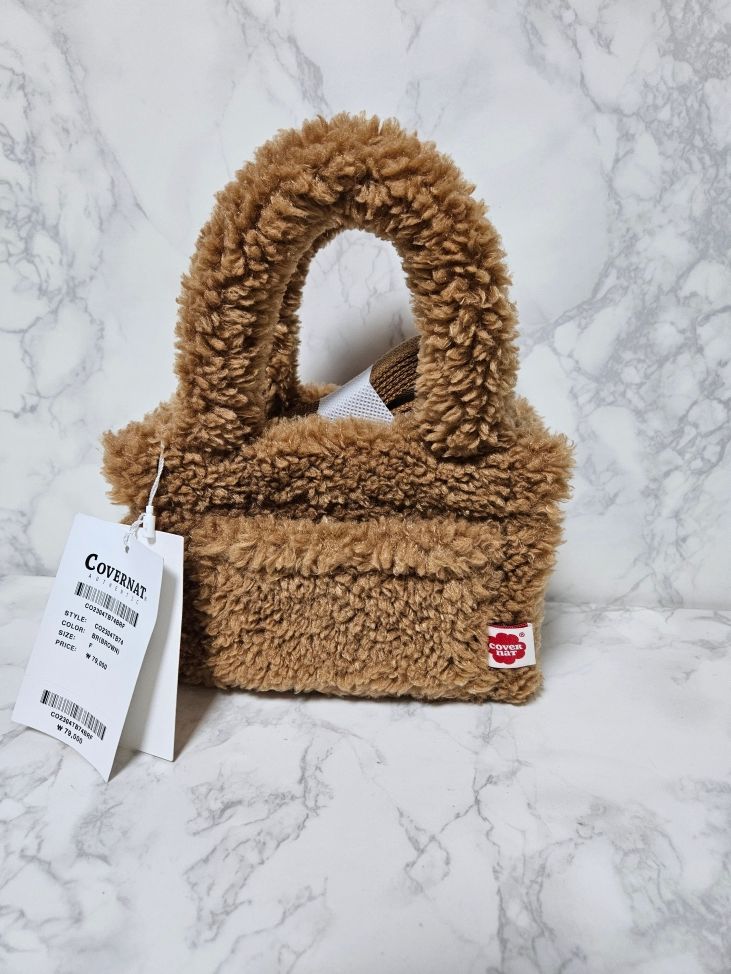 커버낫 뽀글이 스몰 토트백 미니 가방 새상품--6