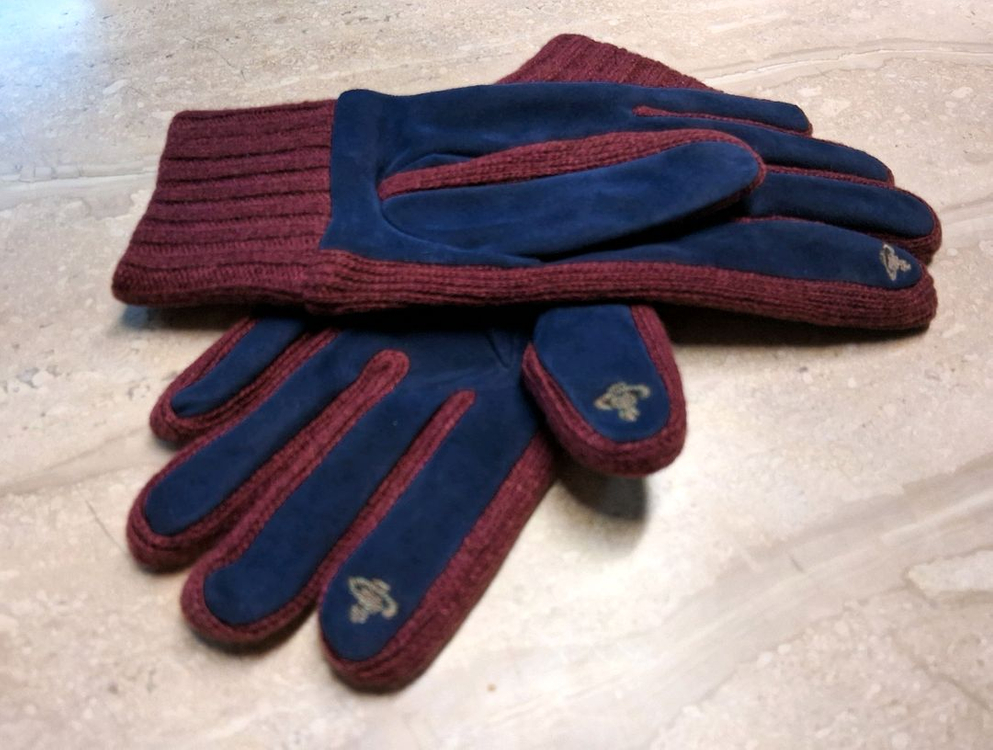 비비안 웨스트우드 스웨이드 니트 콤비 장갑 / 와인 (새상품)--5